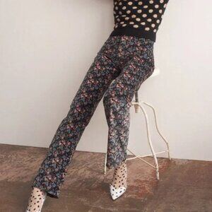 REBECCA TAYLOR La Vie Pants Lisette Velveteen Floral Straight High Waist Size 28